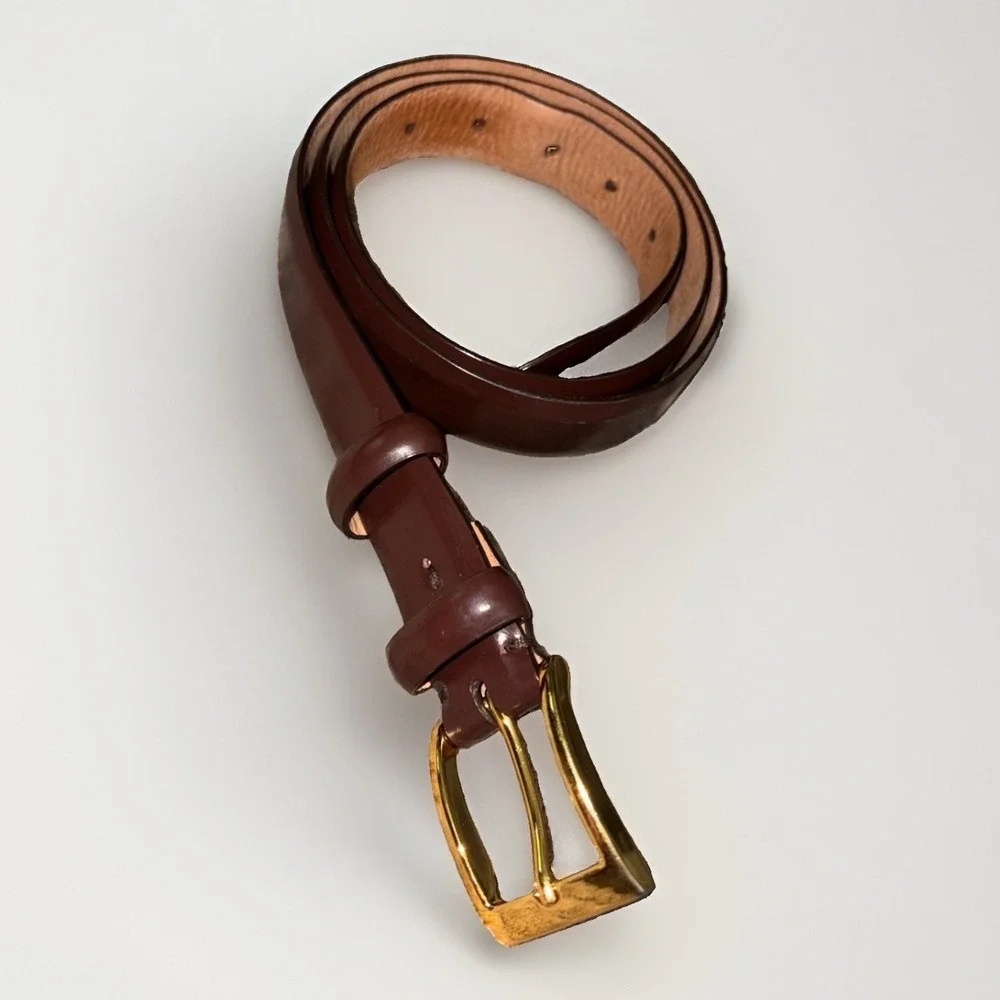 Cole Haan Men's Brown Leather Dress Belt 40 Oxblood Dark Mahogany Size 40